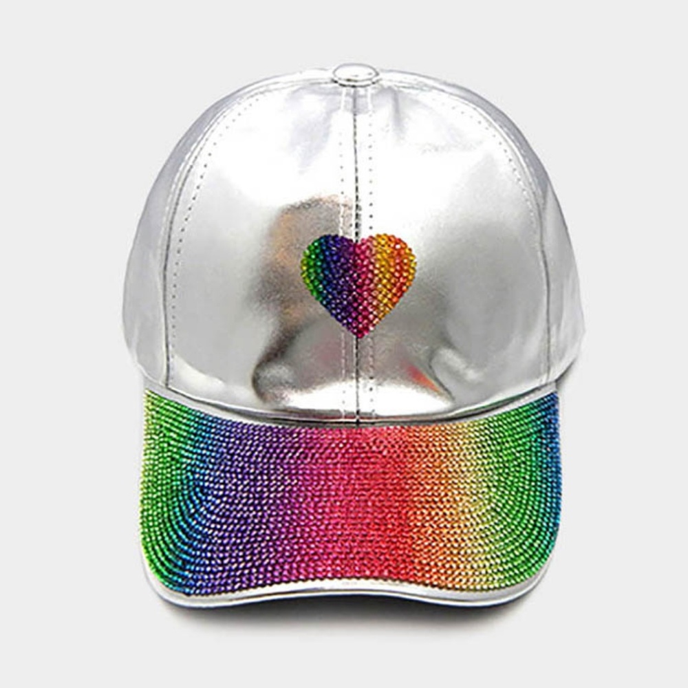 Heart Rainbow Pride Embellished Baseball Cap